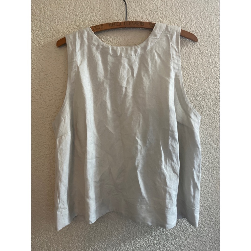 Loft Beige Linen Blend Split Back Tank Women’s Size Large